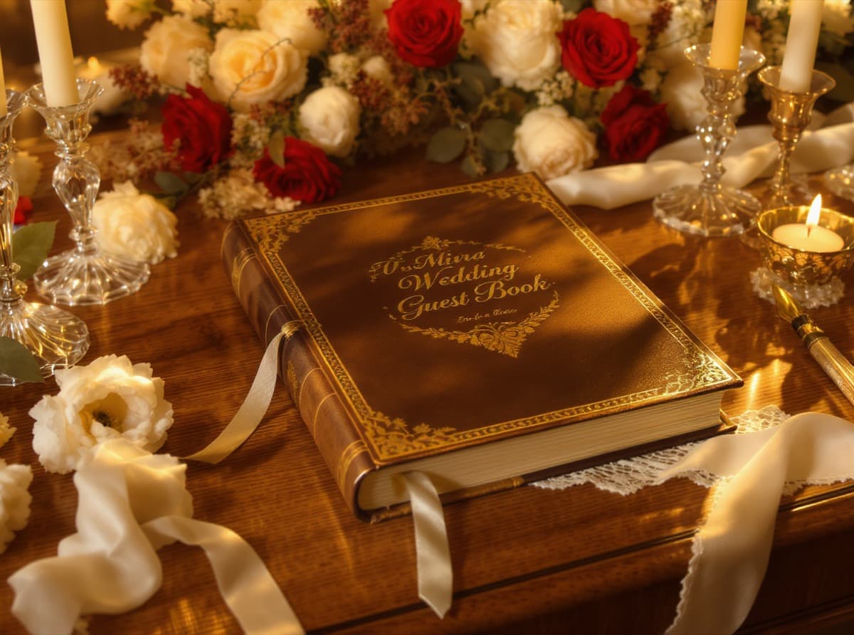 Libro de firmas digital con mensajes de invitados en la boda